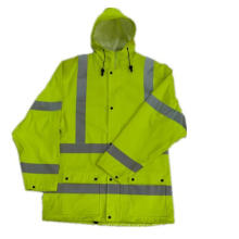 PU beschichtet mit Kapuze gelb reflektierende PU-Regenjacke/Schutzkleidung